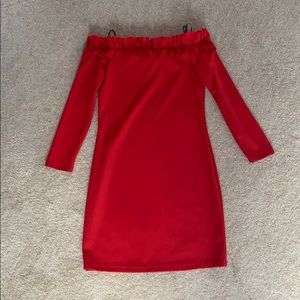 Red Bodycon Off the Should Dress